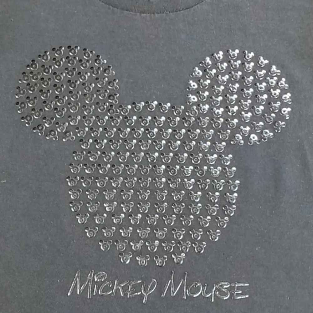 Disney Store Women's Size XS Black Embossed Mickey Tee Shirt